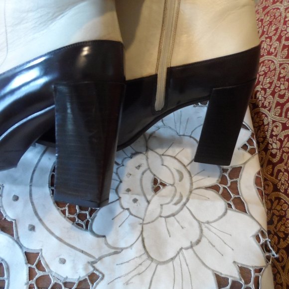 Prada Chocolate Brown/Beige Leather Ankle Boot with Western Flair Style Size 37 - Picture 14 of 16